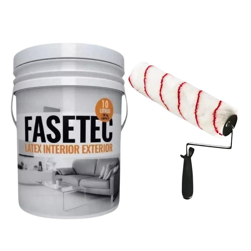 FASETEC PINTURA BLANCA 10 LTS + RODILLO ANTIGOTA PROFESIONAL 22CM